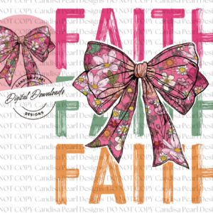 Retro Pink Floral Bow PNG DIGITAL DOWNLOAD