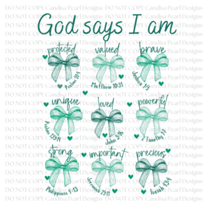 God Says I Am Aqua Bow PNG DIGITAL DOWNLOAD