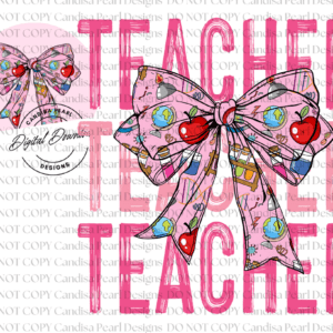 Teacher Pink School Bow PNG DIGITAL DOWNLOAD
