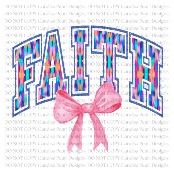 Faith Neon Blue Pink Bow  PNG DIGITAL DOWNLOAD
