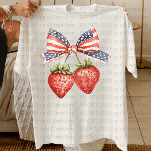 America Strawberry Bow DTF TRANSFER