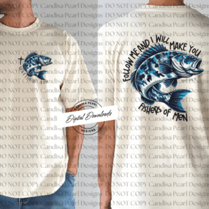 I Will Make You Fisher Of Men Blue Camo Bass PNG DIGITAL DOWNLOAD