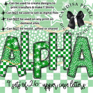 Spirit Green & White ALPHA SET PNG DIGITAL DOWNLOAD