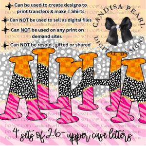 Preppy Orange Checker ALPHA SET PNG DIGITAL DOWNLOAD