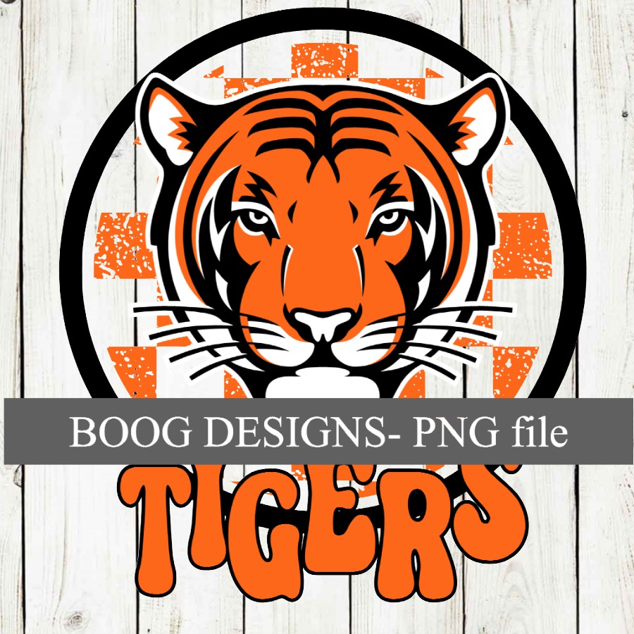 Tiger Black & Orange School Mascot (Digital PNG Design Download)