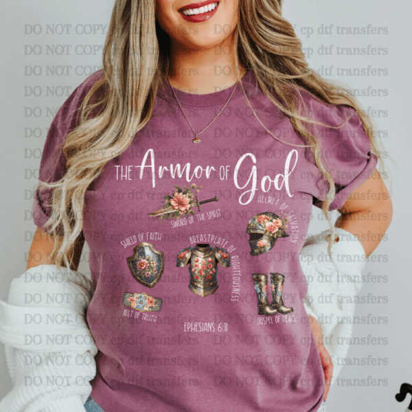 The Armor Of God White Text DTF TRANSFER