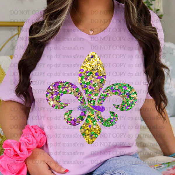 Mardi Gras Sparkle Fleur De Lis DTF TRANSFER