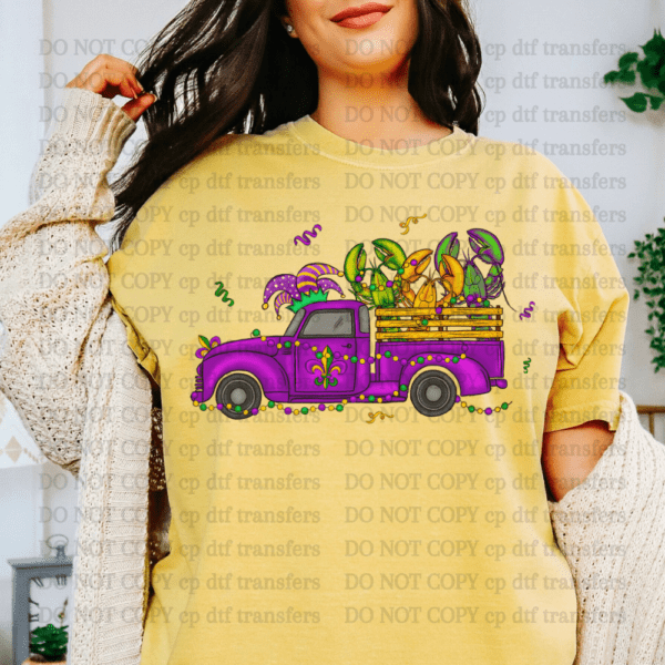 Mardi Gras Vintage Truck DTF TRANSFER