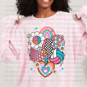 Volleyball Collage Turquoise Pink DTF TRANSFER