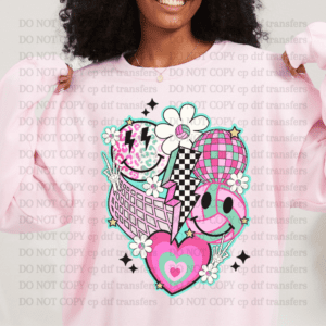 Volleyball Collage Aqua Pink DTF TRANSFER