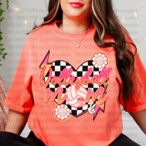 Volleyball Mom Checker Heart DTF TRANSFER