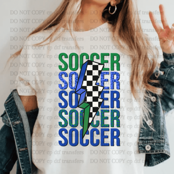 Blue & Green Soccer Bolt DTF TRANSFER