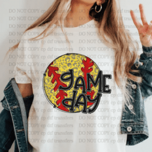 Softball Game Day Leopard Ball DTF TRANSFER