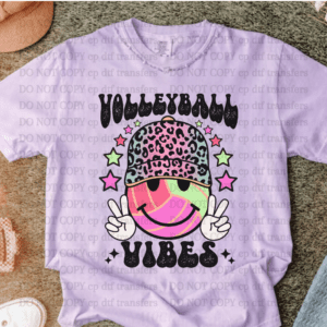 Volleyball Vibes Leopard Smiley DTF TRANSFER