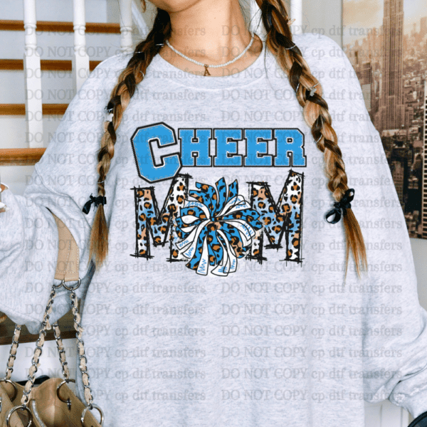 Cheer Mom Blue Leopard DTF TRANSFER