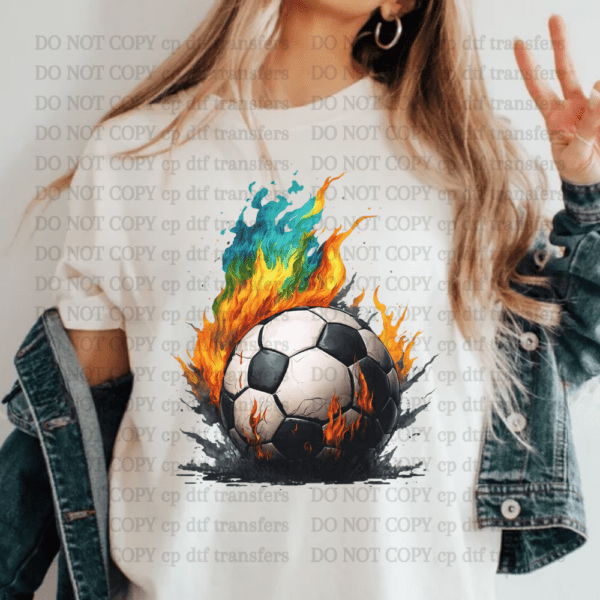 Flame Soccer Ball DTF TRANSFER