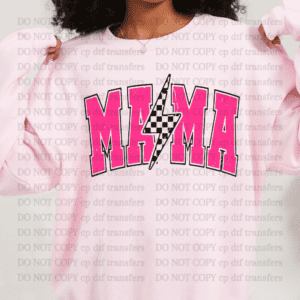 Mama Pink Checker Bolt DTF TRANSFER