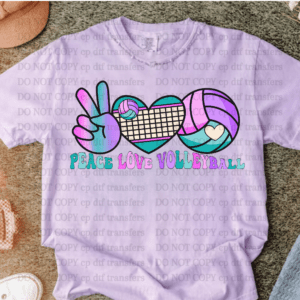 Peace Love Volleyball Purple Pink DTF TRANSFER