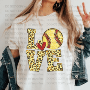 Love Leopard Softball DTF TRANSFER
