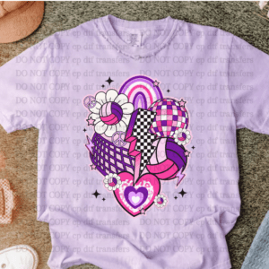 Volleyball Collage Purple Pink DTF TRANSFER