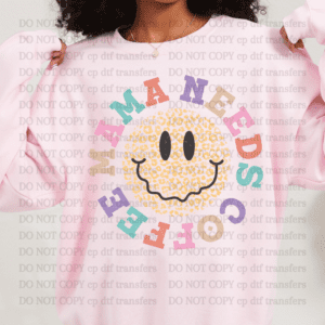 Mama Needs Coffee Leopard Smiley DTF TRANSFER
