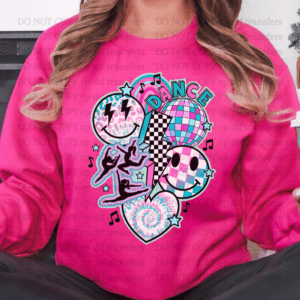 Pink Teal Dancce Disco Collage DTF TRANSFER