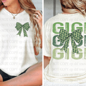 Gigi With Bow Pocket St Patrick's Day  DTF TRANSFER