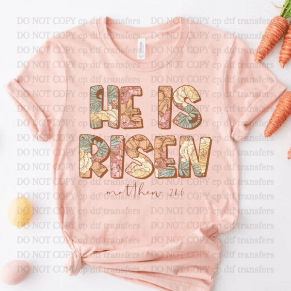 He Is Risen Brown Floral DTF TRANSFER