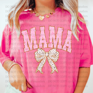 Mama Pink Bows Dalmatian Bow  DTF TRANSFER