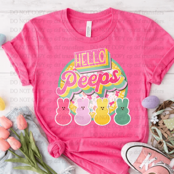 Colorful Hello Peeps DTF TRANSFER