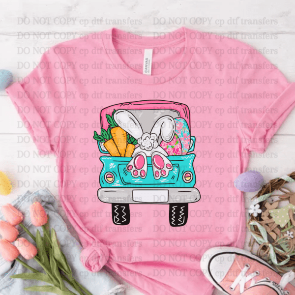 Pink Bunny Truck DTF TRANSFER