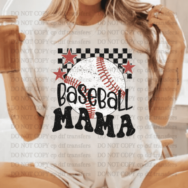 Baseball Mama Checkered  DTF TRANSFER