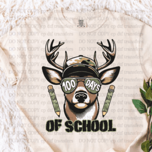 Deer Head 100 Days Of School DTF TRANSFER – Custom Printed Tees, DFT ...