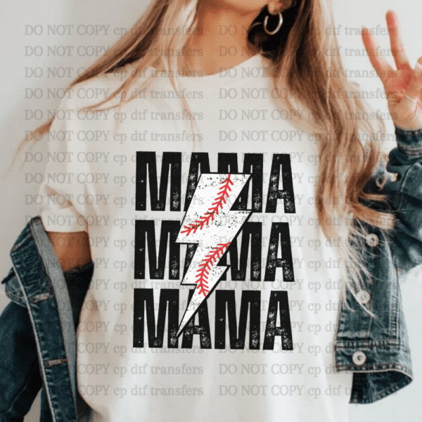 Stacked Mama Baseball Bolt DTF TRANSFER