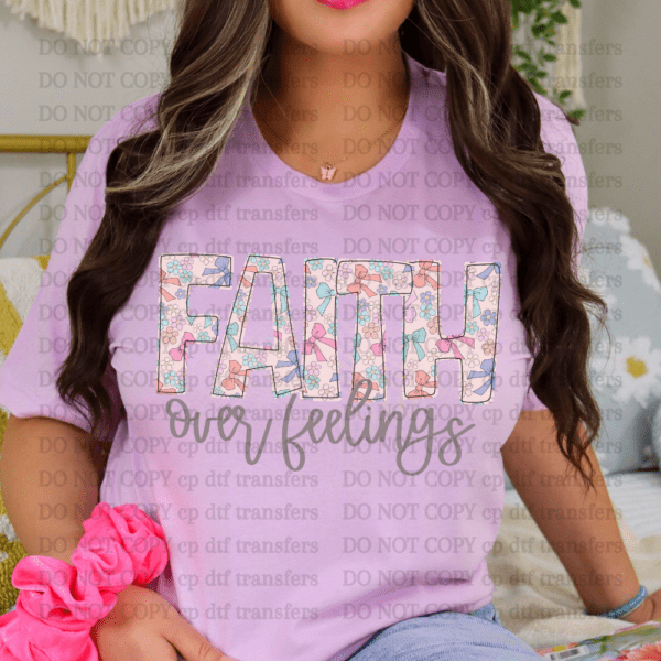 Faith Over Feelings Pastel Bows DTF TRANSFER