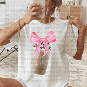 Tim Hortons Chocolate  Big Pink Bow DTF TRANSFER