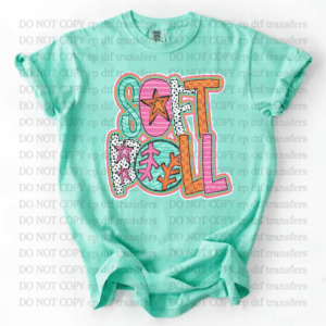 Softball Fun Doodle With Stars DTF TRANSFER