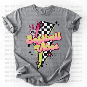 Softball Vibes Checkered Bolt DTF TRANSFER