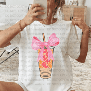 Dunkin Drink Big Pink Bow DTF TRANSFER