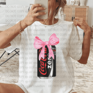 Coca Cola Zero Big Pink Bow DTF TRANSFER