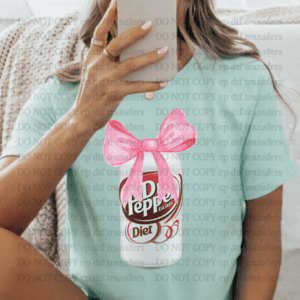 Diet Dr. Pepper Big Pink Bow DTF TRANSFER
