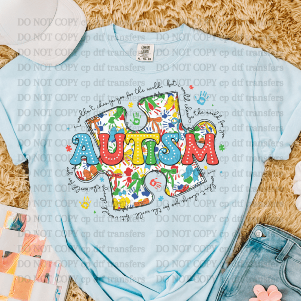 Autism Awareness Puzzle Piece & Bows DTF TRANSFER