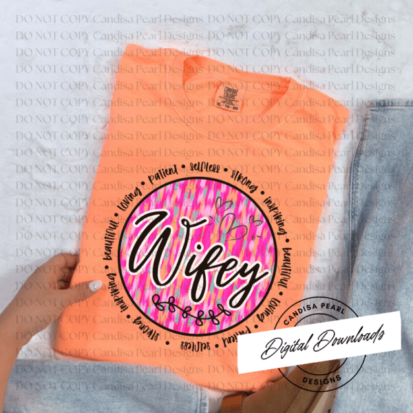 Wifey Neon Pink Brushstroke  PNG DIGITAL DOWNLOAD