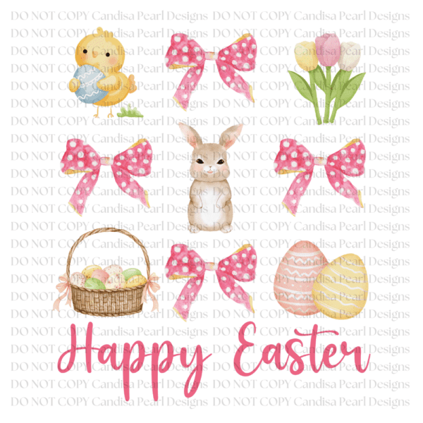 Happy Easter Bunny Chick Bow Collage PNG DIGITAL DOWNLOAD