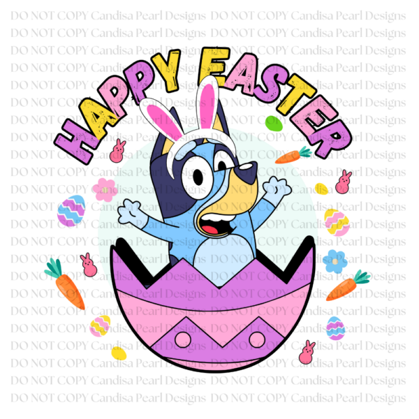 Happy Easter Bluey Egg Pink PNG DIGITAL DOWNLOAD