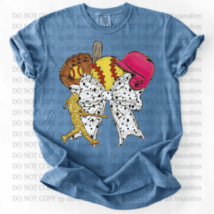 Softball Elements Dalmatian Bow DTF TRANSFER