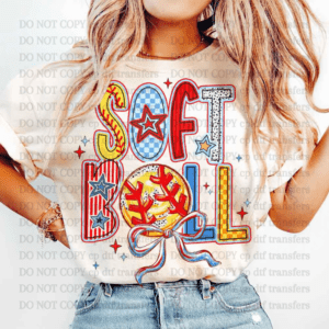 Softball Fun Doodle Red Yellow Blue DTF TRANSFER