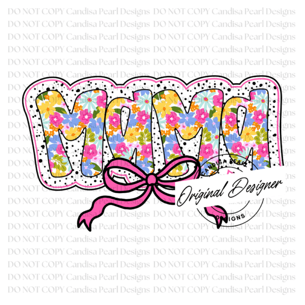 Bright Spring Floral Dots Mama PNG DIGITAL DOWNLOAD