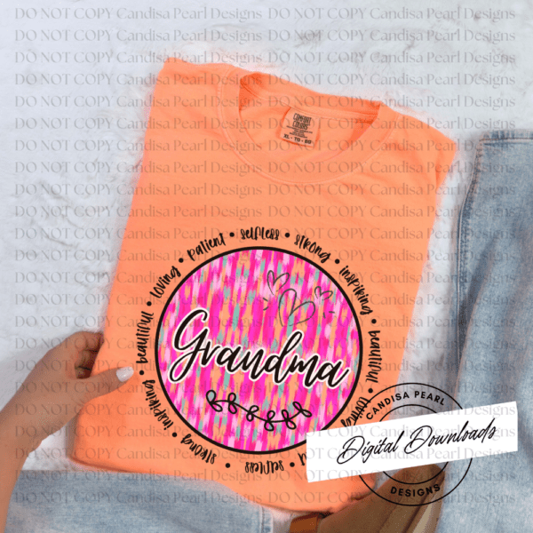 Grandma Neon Pink Brushstroke PNG DIGITAL DOWNLOAD