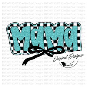Blue Leopard Checker Mama PNG DIGITAL DOWNLOAD